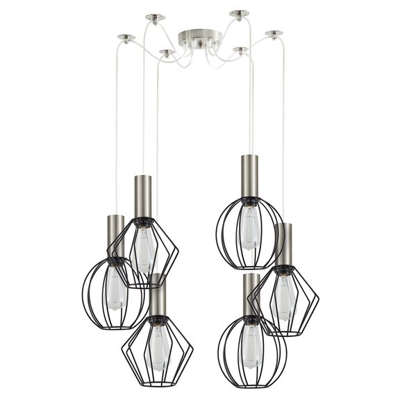 SE21-NM-4-BL6-GR12 ADEPT FLEX Nickel Matt Pendant Black Metal Grid+