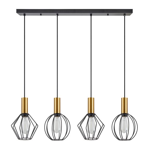 SE21-GM-4-4BL-GR12 ADEPT FLEX Gold Matt Pendant Black Metal Grid+