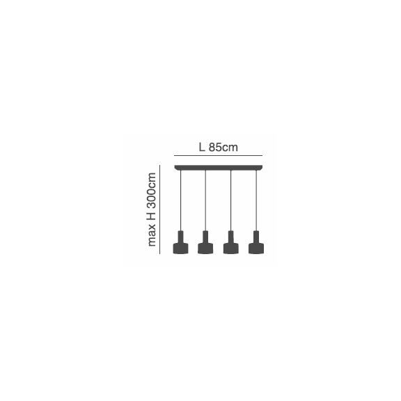 SE21-BL-4-4BL-MS2 ADEPT TUBE Black Pendant Black Metal Shade+