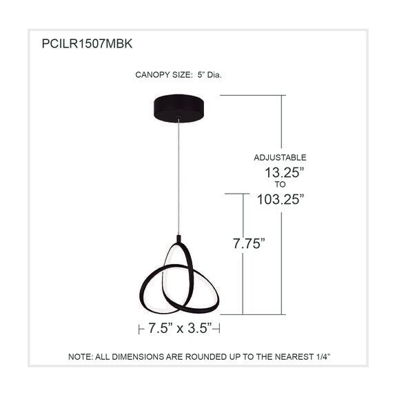 SE LED 25  MIRABELLA BLACK PENDANT 22W 3CCT 2 YEARS WARRANTY