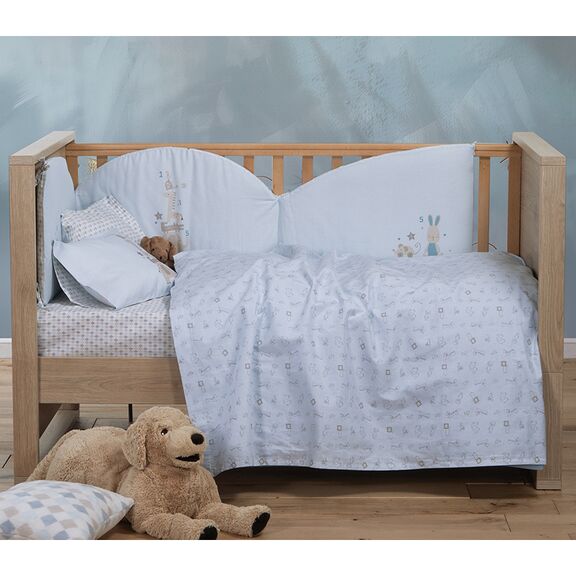 Σετ Βρεφικά Σεντόνια Κούνιας 3τμχ 120x170 nef-nef homeware favorite toys l.blue 100% Βαμβάκι 144tc