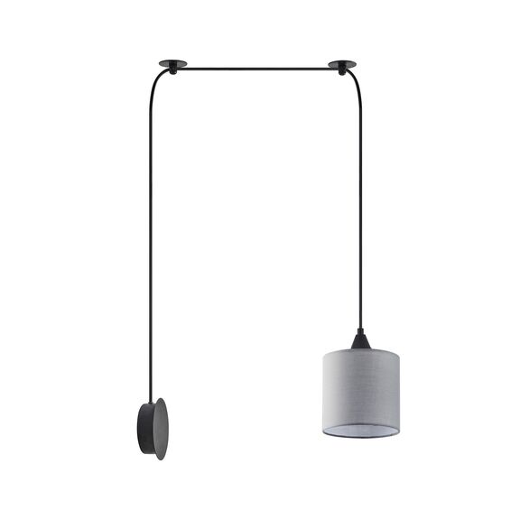 Se21-bl-b10-Bl1w-sh2 Adept Pendant Grey Fabric Wall Lamp +