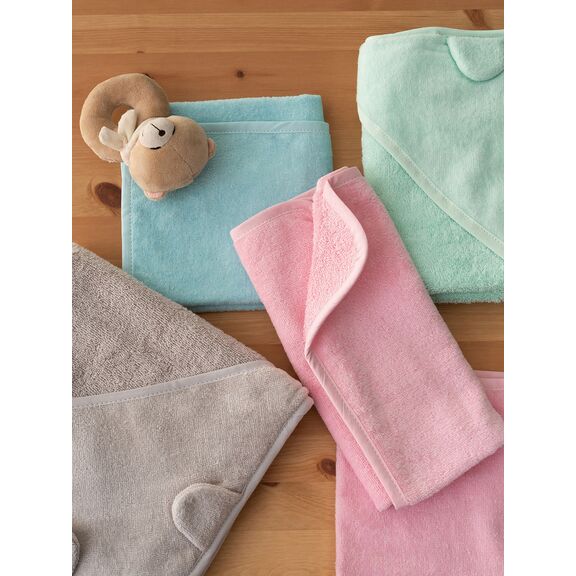 Σετ Μπουρνουζοπετσετες με Κουκουλα Baby Bath 70x75 Robin fog