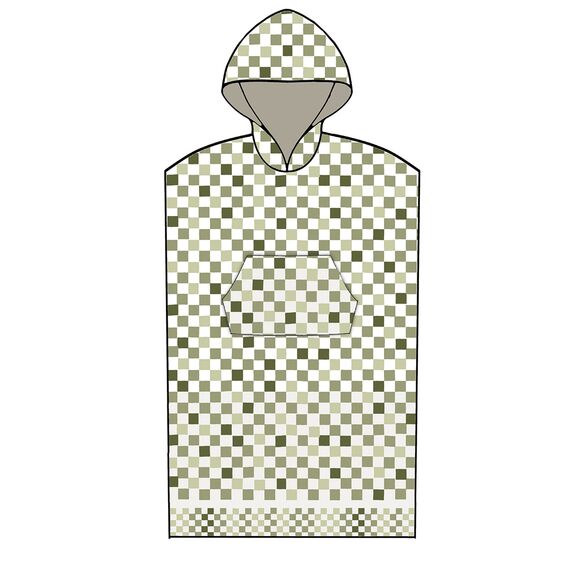 Poncho Θαλάσσης με Κουκούλα Checks Green Small - Medium