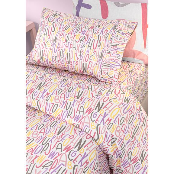 Σετ 3τμχ Παιδικά Σεντόνια Letters Pink 160x250 guy Laroche  100% Cotton
