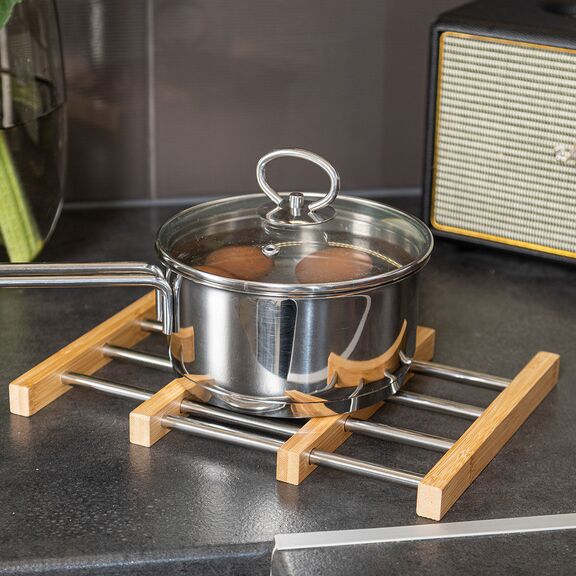 Estia Βαση Μαγειρικου Σκευους Bamboo Essentials me Ανοξειδωτο Ατσαλι Πτυσσομενη 22x21.3x2.2cm