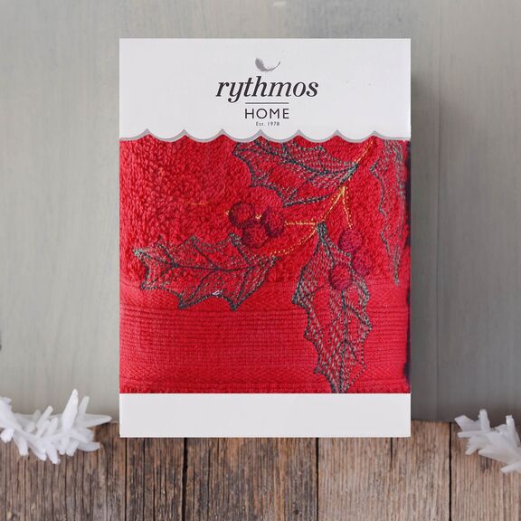 Christmas Terry Gift set (3 Γκι) Προσωπου (50x90) Κοκκινο
