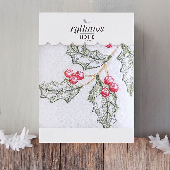 Christmas Terry Gift set (3 Γκι) Προσωπου (50x90) Λευκο