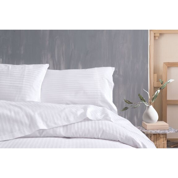 Satin Stripes - Σεντονι Λευκο 2x(50x70) Oxford