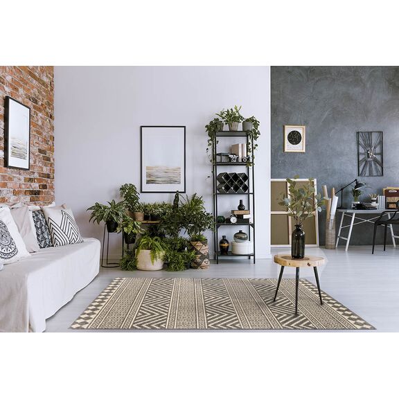 Χαλι Ethnik  7525d  Grey-Ecru - 133x190   με το Mέτρο