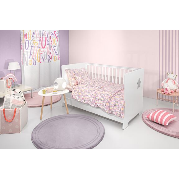 Σετ 3τμχ Βρεφικά Σεντόνια Letters Pink 115x170 guy Laroche  100% Cotton