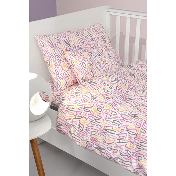 Σετ 3τμχ Βρεφικά Σεντόνια Letters Pink 115x170 guy Laroche  100% Cotton