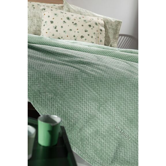 Κουβέρτα Rombus Olive 220x240 guy Laroche Olive 100% Velour Microfiber