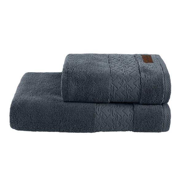 Σετ 2τμχ. Πετσέτες Μπάνου Bono Anthracite guy Laroche  Smooth Cotton 650 Gr/m4
