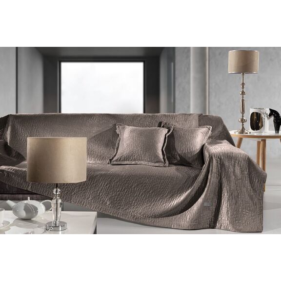 Σετ 2τμχ. Ριχτάρι Avon Choco 170x350 με Διακοσμητικό Μαξιλαράκι 45x45 guy Laroche  100% Polyester