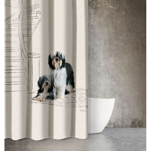 Κουρτίνα Μπάνιου Animals des 207 με Κρίκους 180x200 Saint Clair  100% Polyester