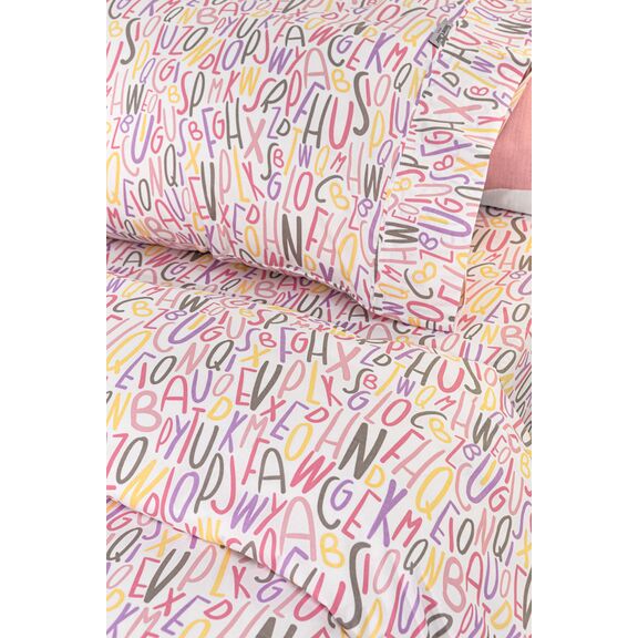 Σετ 2τμχ Παιδική Παπλωματοθήκη Letters Pink 165x225 guy Laroche  100% Cotton