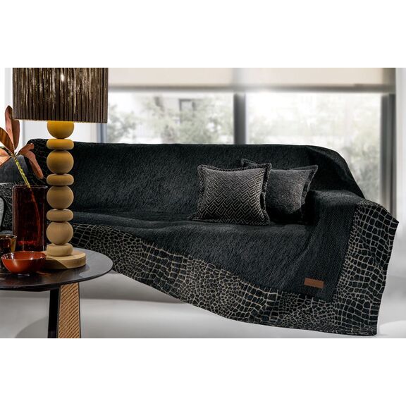 Ριχτάρι 2θέσιου Καναπέ Envy Noir 170x250 guy Laroche Black 50% Cotton -50% Chenille