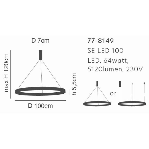 Se led 100 Amaya Pendant Gold mat δ5
