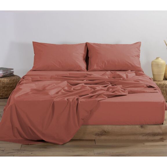 Σεντόνι king size με Λάστιχο 180x200+35cm Βαμβάκι nef-nef basic - 1217 teracotta 024424