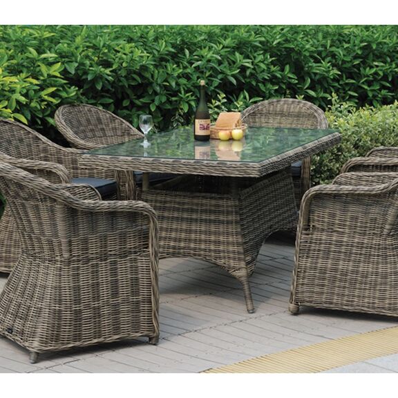 Montana Πολυθρόνα Τραπεζαρίας Κήπου Alu, Wicker Φ5mm Grey Brown,μαξιλάρι Ανθρακί
