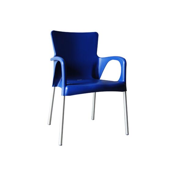 Lara Πολυθρόνα pro Dining Στοιβαζόμενη, alu Silver, pp - uv Protection Απόχρωση Μπλε