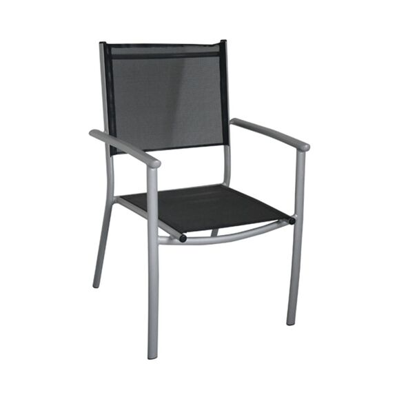 Plaza Πολυθρόνα Dining Αλουμίν.silver/textilene Μαύρο