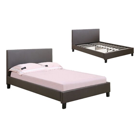 Wilton Κρεβάτι Διπλό, για Στρώμα 150x200cm, pu Σκούρο Καφέ