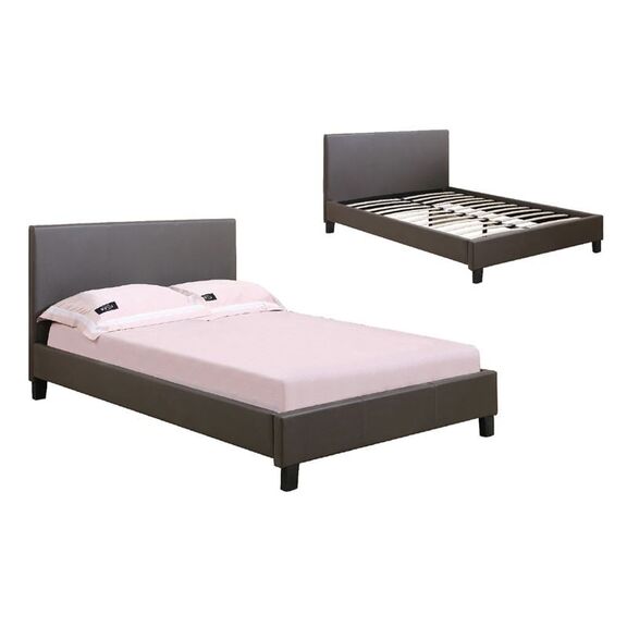 Wilton Κρεβάτι Διπλό, για Στρώμα 150x200cm, pu Σκούρο Καφέ