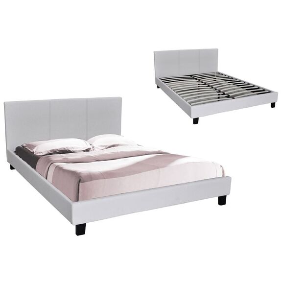 Wilton Κρεβάτι Διπλό, για Στρώμα 160x200cm, pu Άσπρο