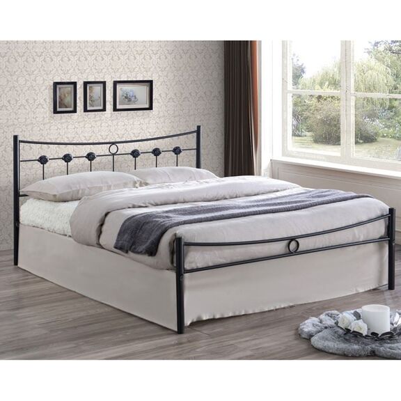 Dugan Κρεβάτι Διπλό, για Στρώμα 140x190cm, Μέταλλο Βαφή Μαύρo