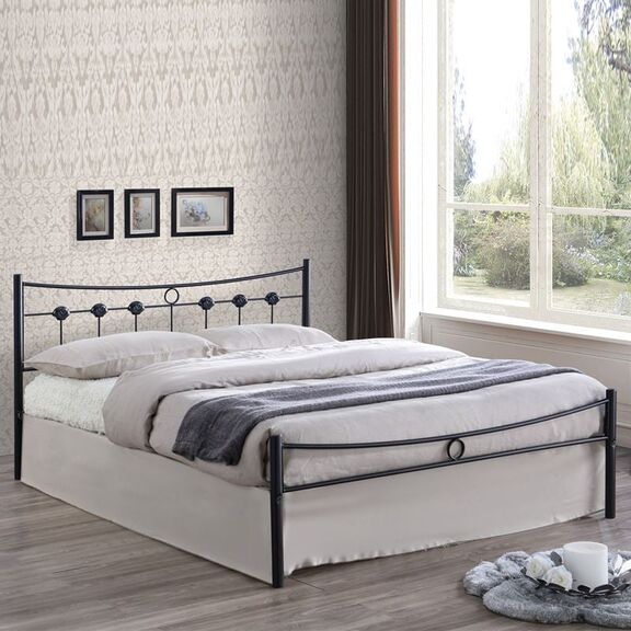 Dugan Κρεβάτι Διπλό, για Στρώμα 150x200cm, Μέταλλο Βαφή Μαύρο