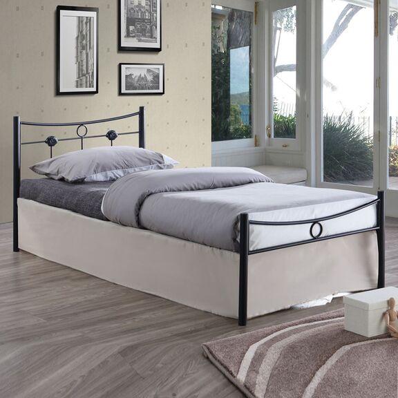 Dugan Κρεβάτι Μονό, για Στρώμα 90x200cm, Μέταλλο Βαφή Μαύρο