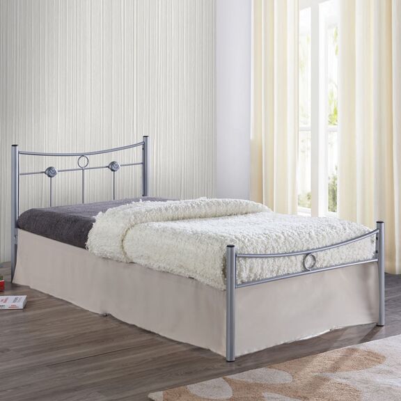 Dugan Κρεβάτι Μονό, για Στρώμα 90x200cm, Μέταλλο Βαφή Silver