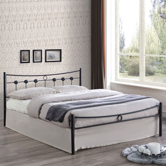 Dugan Κρεβάτι Διπλό, για Στρώμα 150x200cm, Μέταλλο Βαφή Μαύρο