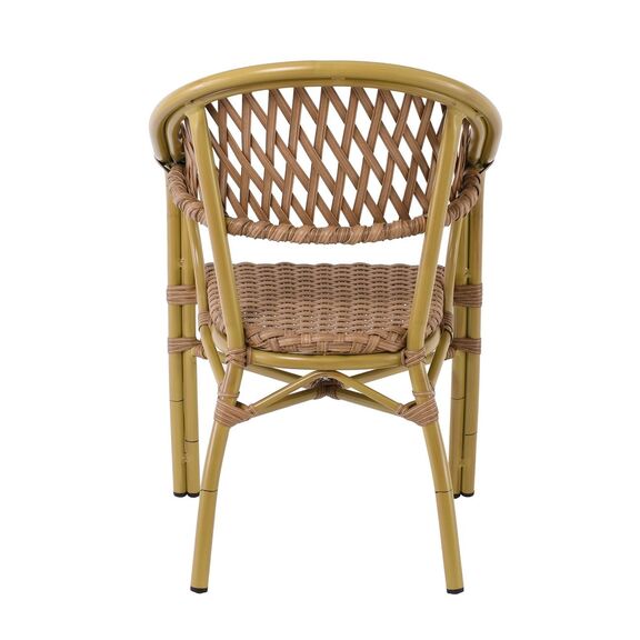 Vegera Rattan Πολυθρόνα Dining Αλουμίνιο Φυσικό, Wicker Φυσικό, Στοιβαζόμενη