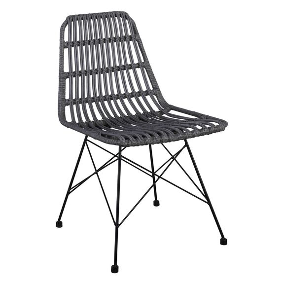 Salsa Καρέκλα Κήπου Βεράντας Μέταλλο Βαφή Μαύρο, Wicker Γκρι