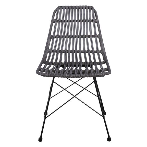 Salsa Καρέκλα Κήπου Βεράντας Μέταλλο Βαφή Μαύρο, Wicker Γκρι