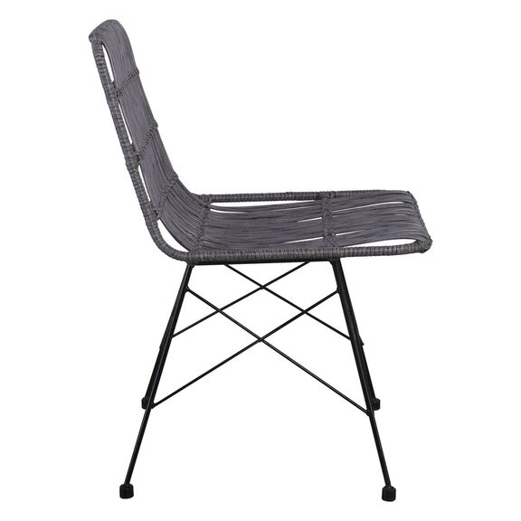 Salsa Καρέκλα Κήπου Βεράντας Μέταλλο Βαφή Μαύρο, Wicker Γκρι
