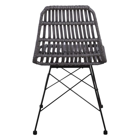 Salsa Καρέκλα Κήπου Βεράντας Μέταλλο Βαφή Μαύρο, Wicker Γκρι