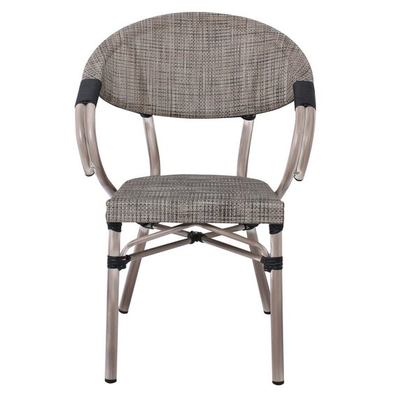 Costa Πολυθρόνα Dining Αλουμινίου, Απόχρωση Antique Grey - Textilene Μπεζ