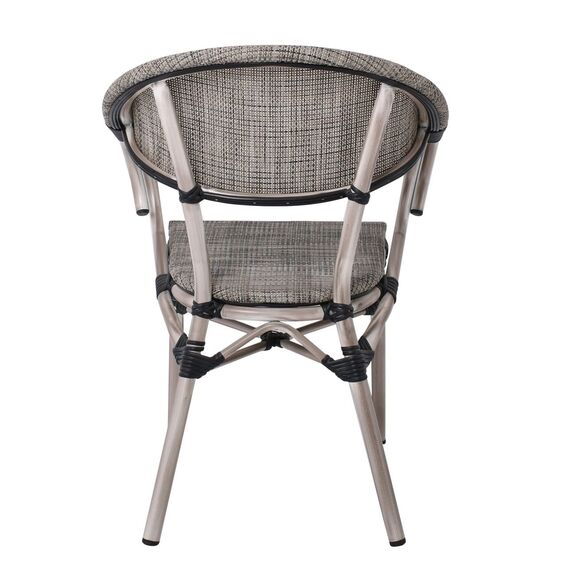 Costa Πολυθρόνα Dining Αλουμινίου, Απόχρωση Antique Grey - Textilene Μπεζ