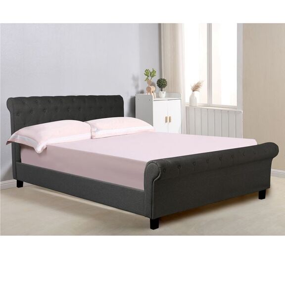 Harmony Κρεβάτι Διπλό για Στρώμα 160x200cm, Ύφασμα Ανθρακί