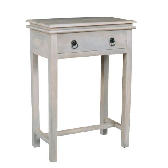 Maison Console Έπιπλο Κονσόλα 1 Συρτάρι, Ξύλο Mango Antique Άσπρο
