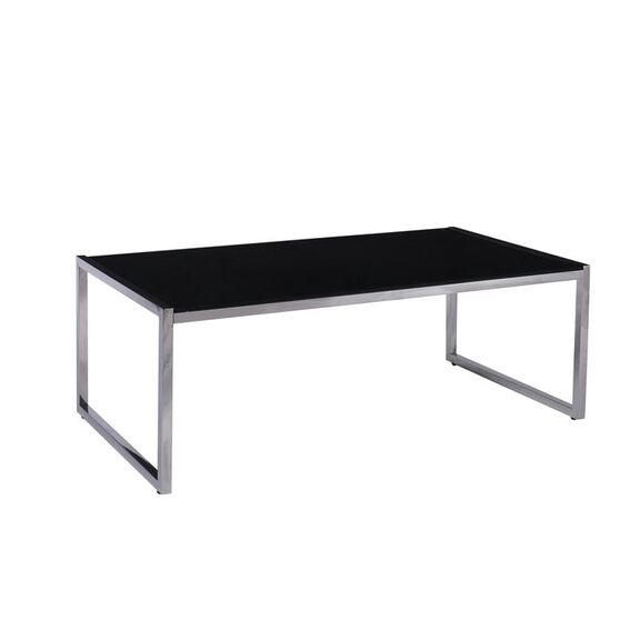 Action Τραπεζάκι Σαλονιού - Καθιστικού 120x60cm Inox - Μαυρό Γυαλί 8mm