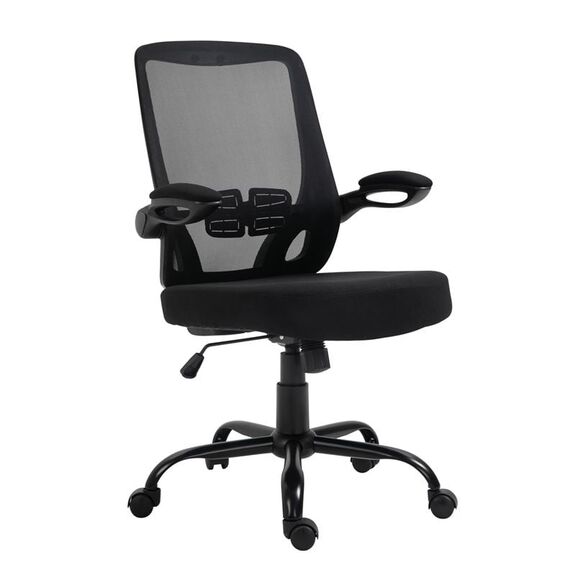 Bf2930w Πολυθρόνα Γραφείου Ανακλινόμενα Μπράτσα, Μέταλλο Βάση, Mesh - Ύφασμα Μαύρο