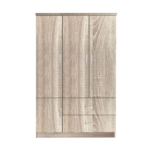 Closet Ντουλάπα Τετράφυλλη, 5 Ράφια, 2 Συρτάρια, Θέσεις για Κρεμάστρες, Απόχρωση Sonoma