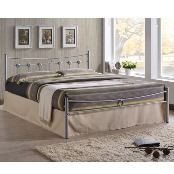 Dugan Κρεβάτι Διπλό, για Στρώμα 140x190cm, Μέταλλο Βαφή Silver