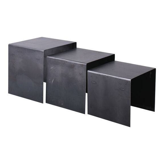 Iron set 3 Τραπεζάκια Βοηθητικά, Μέταλλο Βαφή Antique Black