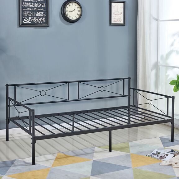 Queen Daybed Κρεβάτι Μέταλλο Βαφή Μαύρο